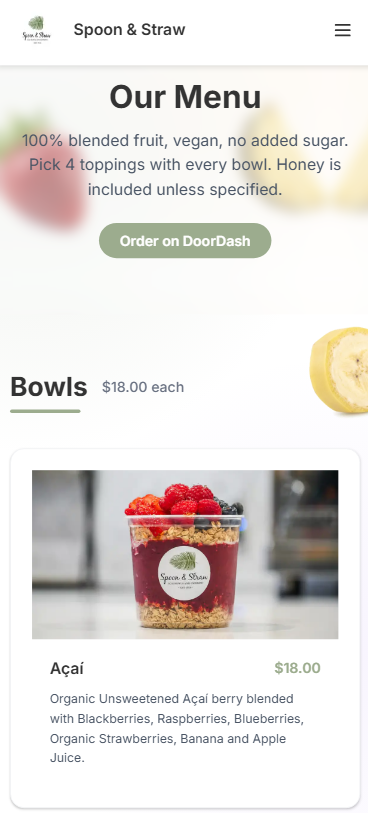 Spoon & Straw Menu Example