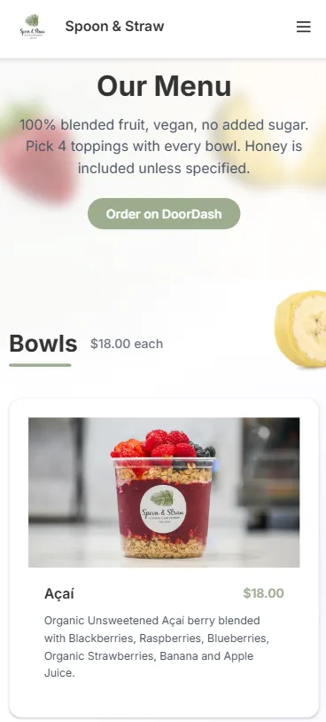 Spoon & Straw Menu Concept